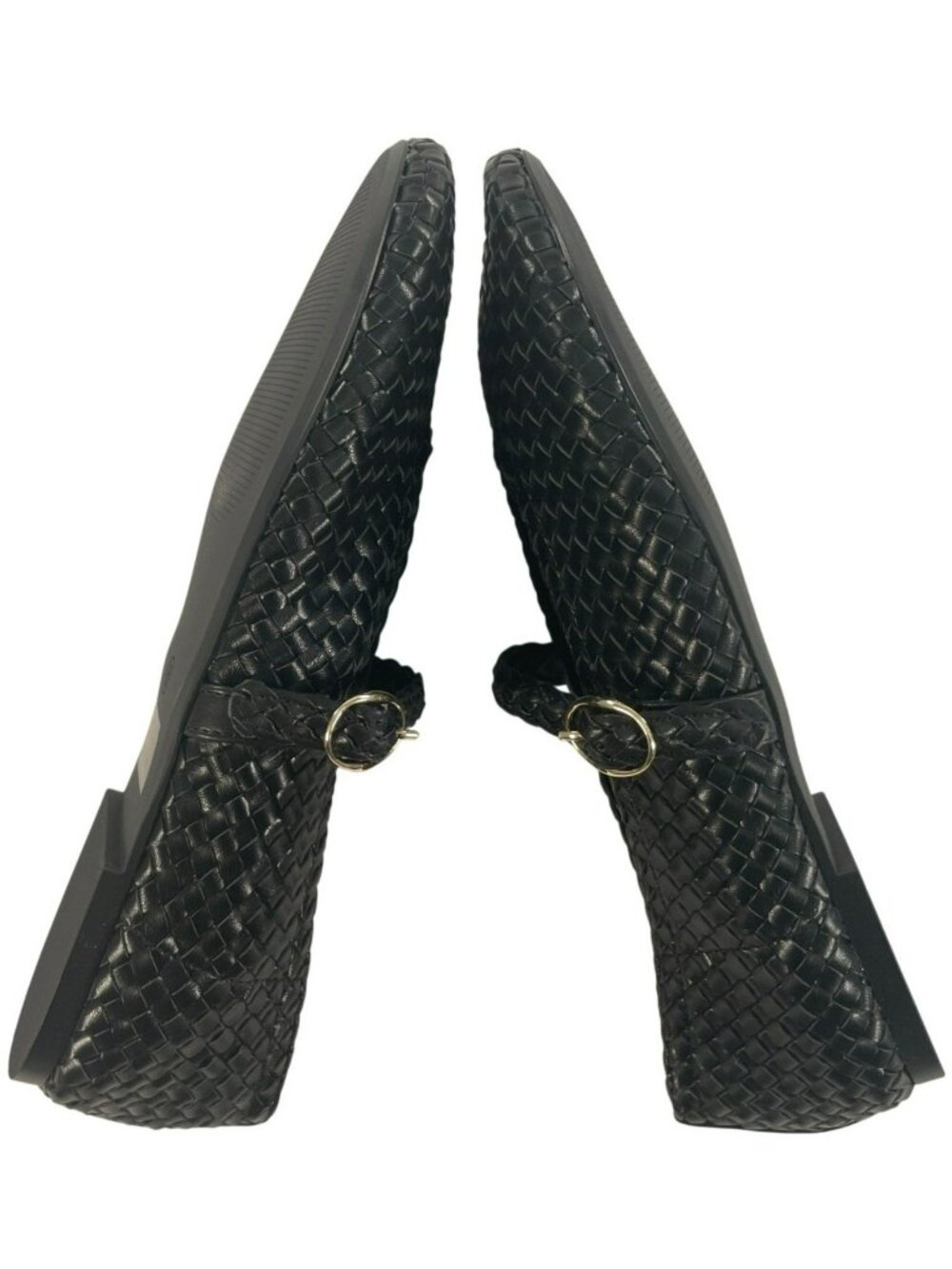 Cushionaire Bistro Black Woven Leather Mary Jane Flats Memory Foam Women's Sz 8 - Picture 3 of 11